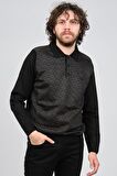 Pelikan Erkek Desenli Polo Yaka Kazak 1579423 Siyah