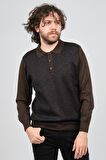 Woolman Erkek Desenli Polo Yaka Yün Kazak 1572001 Kahverengi