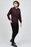 Woolman Erkek Desenli Polo Yaka Yün Kazak 1572001 Bordo