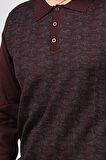 Woolman Erkek Desenli Polo Yaka Yün Kazak 1572001 Bordo