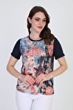 Ella Camelia Kadın Kelebek Desenli Bluz 5010033 Lacivert
