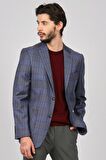 Yünsa Erkek Ekoseli Spor Yün Ceket 2661000 Mavi