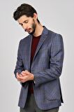 Yünsa Erkek Ekoseli Spor Yün Ceket 2661000 Mavi