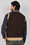 Arslanlı Erkek Lambswool V Yaka Süveter 0767990 Kahverengi