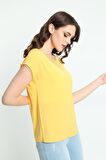 Ella Camelia Kadın Dantel Detaylı Bluz 5010024 Sarı