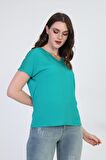 Ella Camelia Kadın Dantel Detaylı Bluz 5010027 Yeşil
