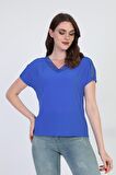 Ella Camelia Kadın Dantel Detaylı Bluz 5010027 Saks