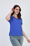 Ella Camelia Kadın Dantel Detaylı Bluz 5010027 Saks