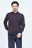 Raymons Erkek Desenli Polo Yaka Triko Sweat 6782254 Bordo