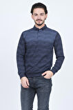 Raymons Erkek Desenli Polo Yaka Triko Sweat 6782257 Indigo