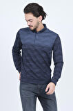 Raymons Erkek Desenli Polo Yaka Triko Sweat 6782257 Indigo