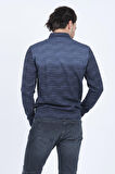 Raymons Erkek Desenli Polo Yaka Triko Sweat 6782257 Indigo