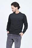 Raymons Erkek Desenli Bisiklet Yaka Triko Sweat 6782267 Siyah