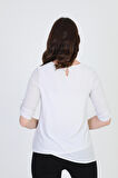 Ella Camelia Kadın Asimetrik Tül Detaylı Bluz 042 Ekru