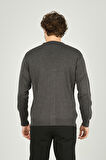 Ateş Triko Erkek V Yaka Düğmeli Uzun Kollu Yün Hırka 1020 Koyu Gri