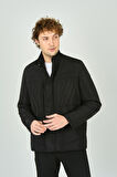 Lucas Erkek Fermuar ve Çıtçıt Kapamalı Hakim Yaka Kaban 4785 Siyah