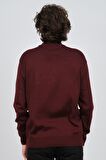 Haki Triko Erkek Yarım Balıkçı Yaka Desenli Kazak 60872013 Bordo