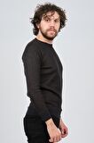 Çizgi Triko Erkek Bisiklet Yaka Slim Fit Desenli Kazak 42554255 Lacivert