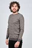 Çizgi Triko Erkek Bisiklet Yaka Slim Fit Desenli Kazak 42554255 Gri