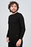 Çizgi Triko Erkek Bisiklet Yaka Slim Fit Kazak 42554259 Siyah