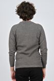 Çizgi Triko Erkek Bisiklet Yaka Slim Fit Kazak 42554259 Gri
