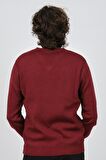 Ateş Triko Erkek V Yaka Desenli Yün Kazak 6091746 Bordo