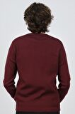 Ateş Triko Erkek Bisiklet Yaka Desenli Kazak 6091805 Bordo