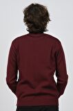 Ateş Triko Erkek Yarım Balıkçı Yaka Desenli Kazak 6091804 Bordo