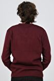 Ateş Triko Erkek V Yaka Düz Kazak 6091026 Bordo