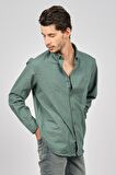De Leone Erkek Uzun Kollu Yün Apre Gömlek 0171108 Yeşil