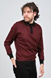 Pave Erkek Polo Yaka Desenli Yün Kazak 4537094 Bordo