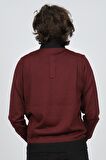 Pave Erkek Polo Yaka Desenli Yün Kazak 4537094 Bordo