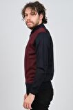 Pave Erkek Polo Yaka Desenli Yün Kazak 4537124 Bordo