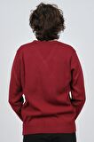 Pave Erkek V Yaka Desenli Yün Kazak 4539072 Bordo