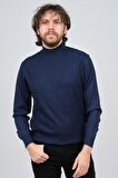 Pave Erkek Yarım Balıkçı Desenli Kazak 4537200 Indigo
