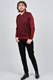 Pave Erkek Polo Yaka Desenli Yün Kazak 4537134 Bordo