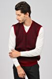 Pave Erkek Desenli Yünlü Süveter 4539011 Bordo