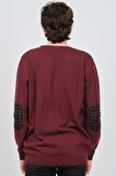 Desen Triko Erkek Bisiklet Yaka Saf Yün Kazak 0246537 Bordo