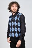 Neyir Erkek Polo Yaka Desenli Yün Kazak 1340106 Lacivert
