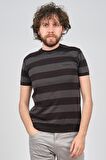 Tony Montana Erkek Blok Desenli Bisiklet Yaka T-Shirt 3181305 Siyah Gri