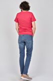 Çizgi Triko Erkek V Yaka T-Shirt 4254020 Mercan