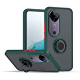 Gpack Vivo V40 5G uyumlu Kılıf Montreal Yüzüklü Mıknatıslı Kamera Korumalı Silikon