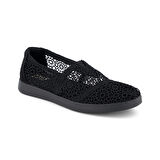 Kadın Espadril / Keten 10021549 Toms ALPARGATA PLUS Moroccan Crochet Black