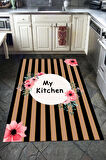 Kaymaz Tabanlı Yıkanabilir My Kitchen Desenli Dot Taban Halı