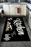 Kaymaz Tabanlı Yıkanabilir Kitchen Desenli Dot Taban Halı