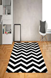 Kaymaz Tabanlı Yıkanabilir Zigzag Desenli Dot Taban Halı