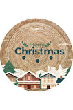 Dijital Baskılı Kaymaz Taban Merry Christmas Yazılı Yılbaşı Halısı