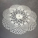 Uretti - Sariye 4648 7380 El Yapımı Tığ İşi Örgü 12'li Dantel Örtü Takımı - 22 X 22 Cm