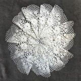 Uretti - Sariye 4648 7380 El Yapımı Tığ İşi Örgü 12'li Dantel Örtü Takımı - 22 X 22 Cm