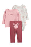 Carters Renkli Layette Kız Bebek Body Pantolon Set 3'lü Paket 1R549710R